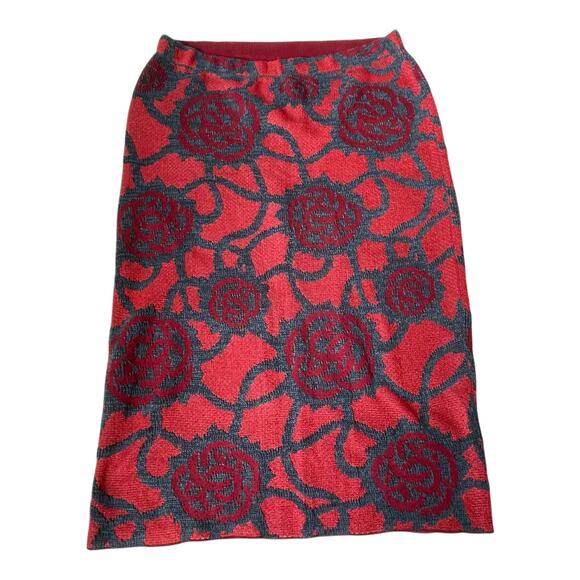 Dries Van Noten Knit Pencil Skirt Rose M Red Grey EUC - Picture 6 of 12